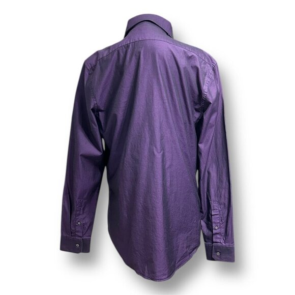 Zara Man XL Purple Cotton Slim Fit Button Up Dress Shirt Career Office Preppy - Picture 9 of 9